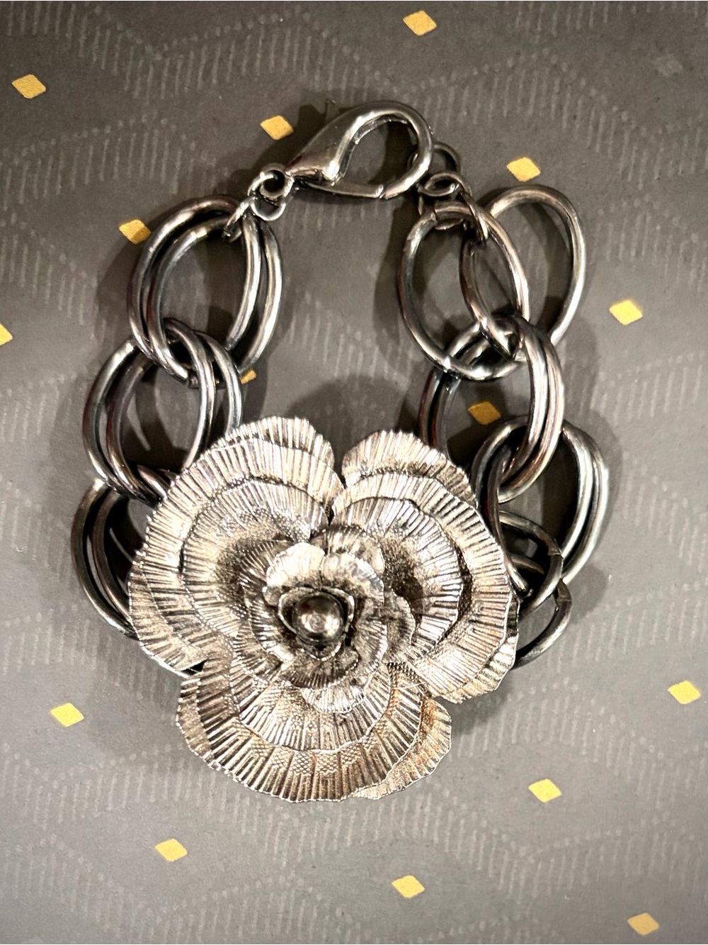 Y2K Black Flower Link Bracelet - Women Jewelry